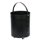 Porte-bûches rond en éco-cuir avec roulettes Made in Italy - Caméléon Viadurini