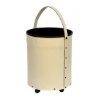 Porte-bûches rond en éco-cuir avec roulettes Made in Italy - Caméléon Viadurini