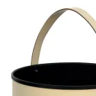 Porte-bûches rond en éco-cuir avec roulettes Made in Italy - Caméléon Viadurini