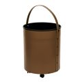 Porte-bûches rond en éco-cuir avec roulettes Made in Italy - Caméléon