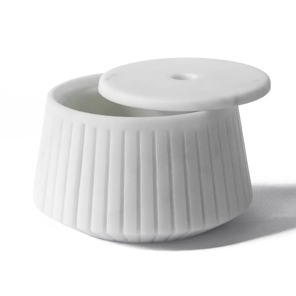 Support de Rangement Rayé en Marbre de Carrare Blanc ou Noir Design Portoro - Le Caire Viadurini