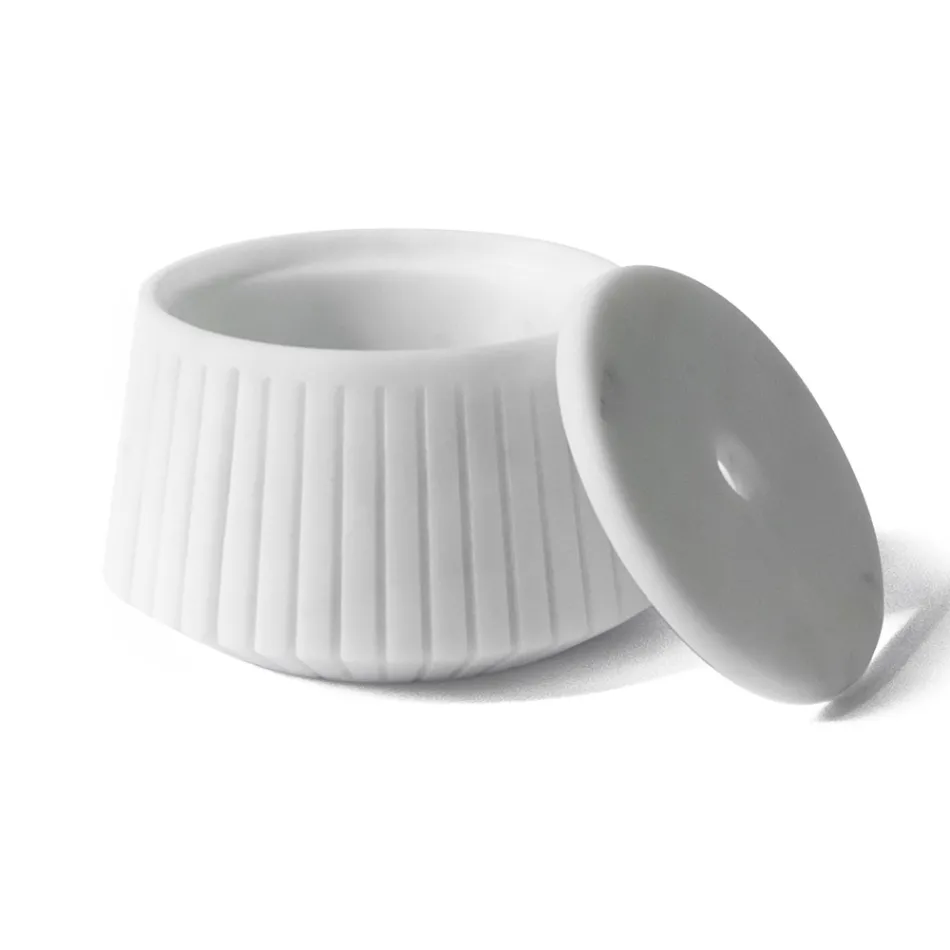 Support de Rangement Rayé en Marbre de Carrare Blanc ou Noir Design Portoro - Le Caire Viadurini