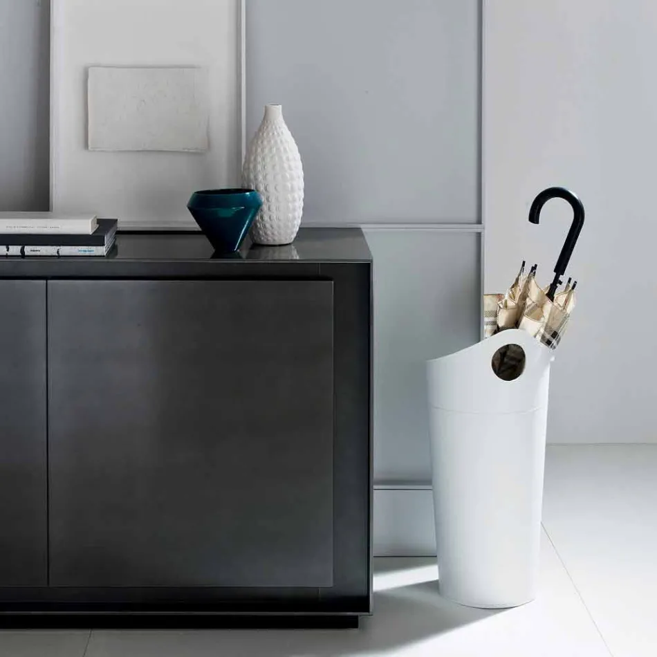 Porte-parapluie en cuir régénéré de conception artisanale Pluvia Viadurini