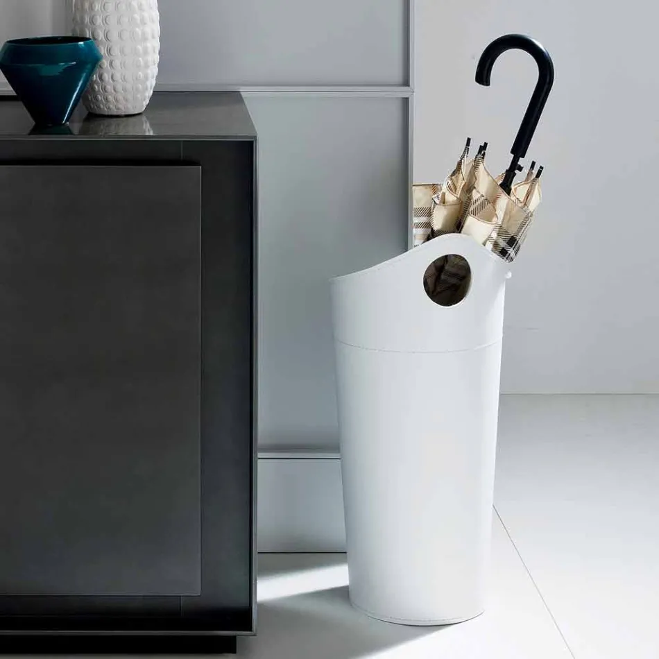 Porte-parapluie en cuir régénéré de conception artisanale Pluvia Viadurini