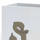 Porte-parapluie en bois blanc design moderne avec décorations florales - Caracalla Viadurini