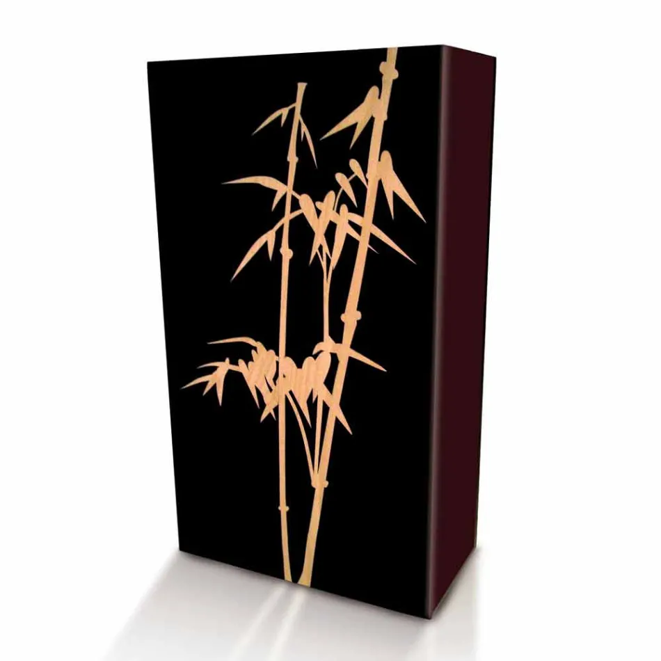 Porte-parapluies en bois foncé ou blanc avec des décorations au design moderne - Cannabambu Viadurini