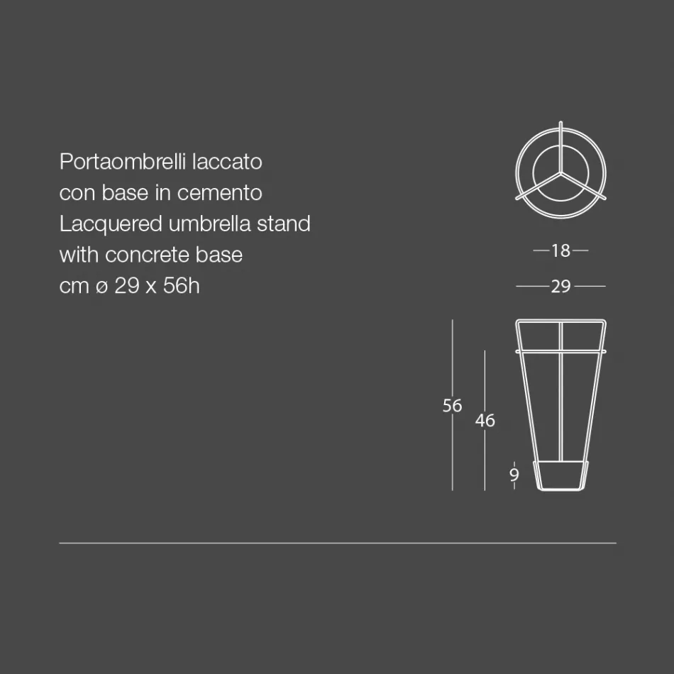 Porte-parapluies en métal coloré et béton de design italien moderne - Rachid Viadurini