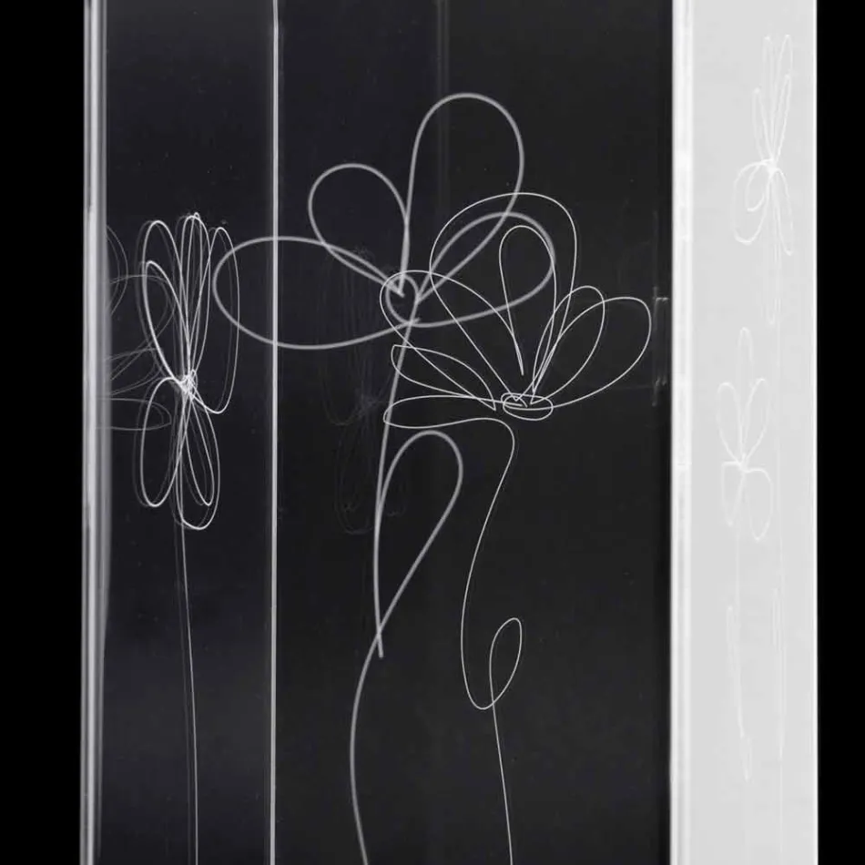 Porte-parapluie en plastique transparent avec feuilles stylisées gravées - Florino Viadurini