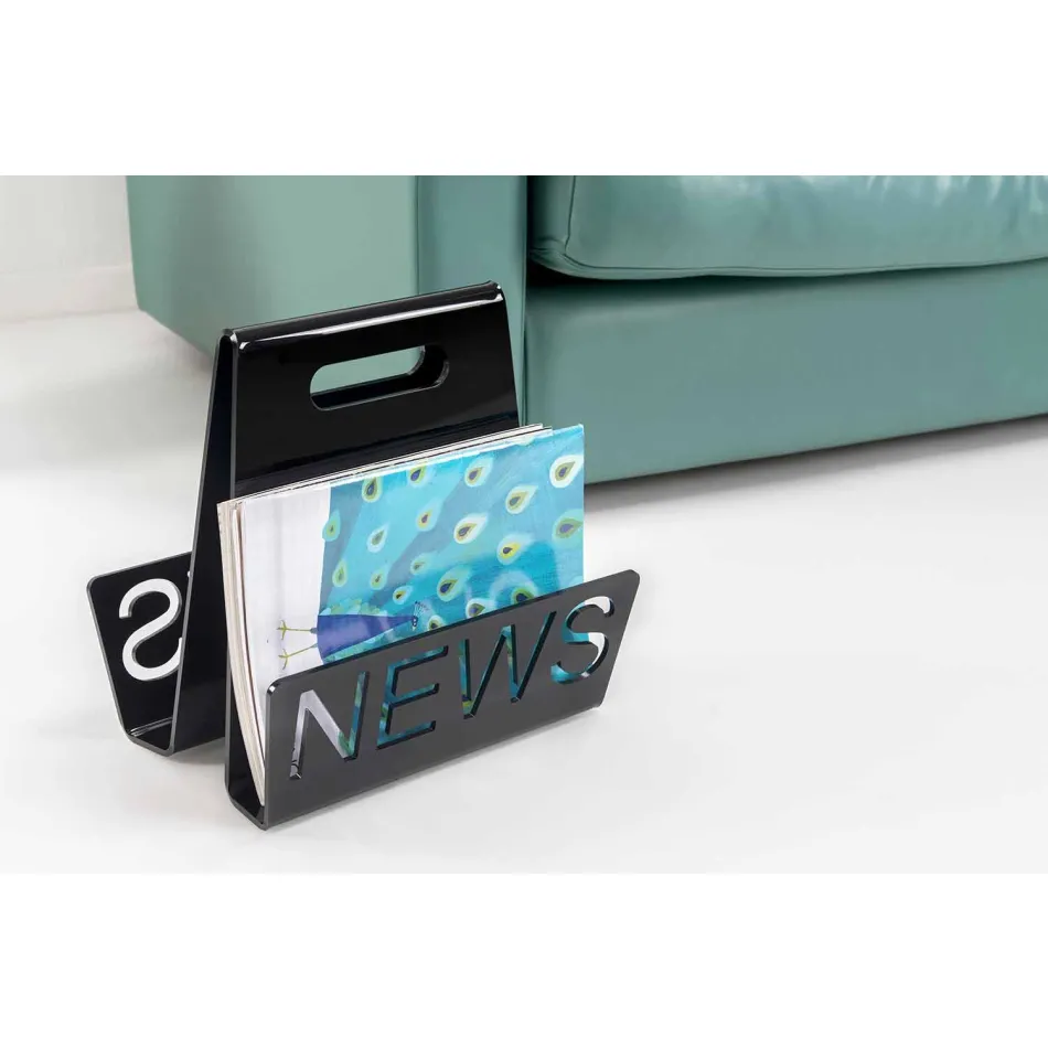 Porte-revues design en plexiglas noir ou transparent Made in Italy - Omar Viadurini