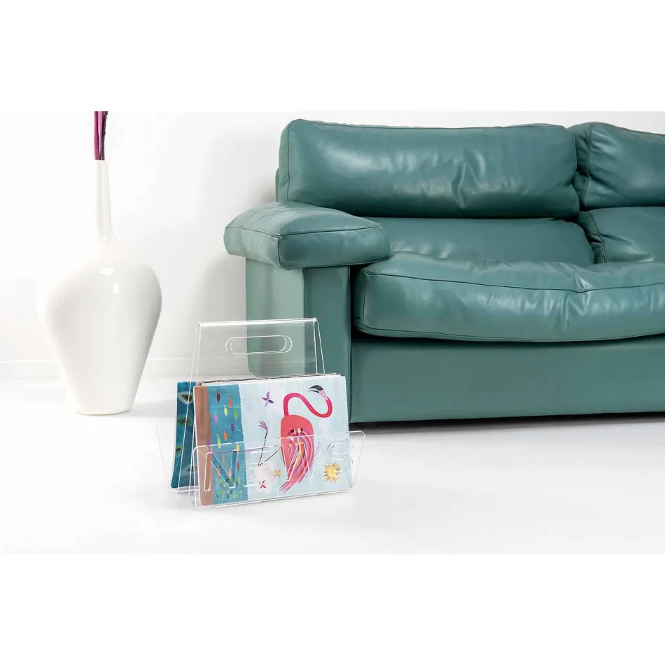 Porte-revues design en plexiglas noir ou transparent Made in Italy - Omar Viadurini