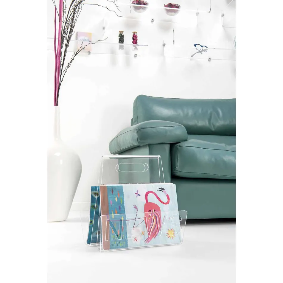 Porte-revues design en plexiglas noir ou transparent Made in Italy - Omar Viadurini