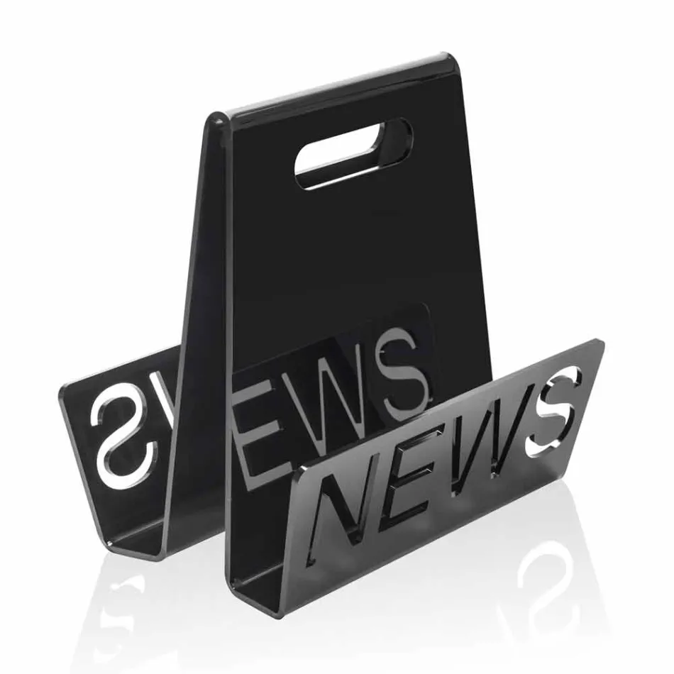 Porte-revues design en plexiglas noir ou transparent Made in Italy - Omar Viadurini