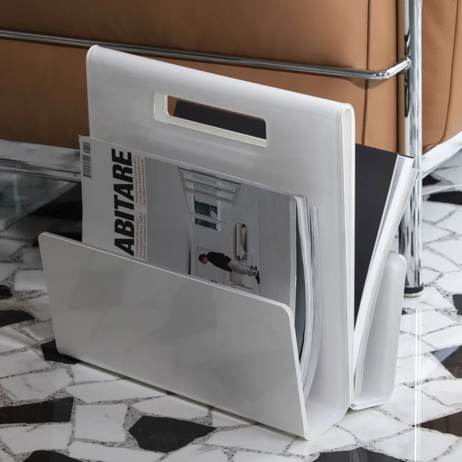 Porte-revues de salon en cristal acrylique coloré fabriqué en Italie - Osafo Viadurini