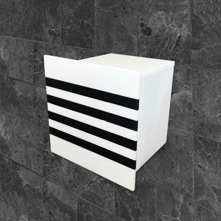 Porte-rouleau de salle de bain en Corian blanc ou avec inserts noirs Design italien - Elono Viadurini