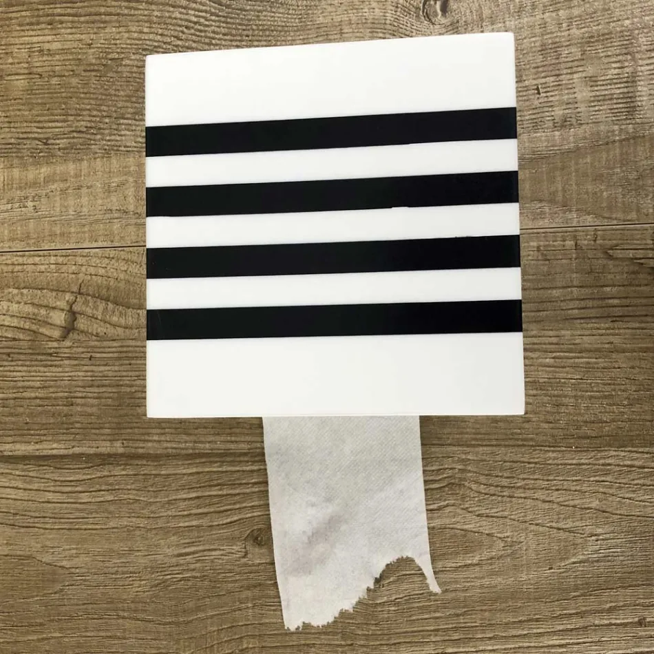 Porte-rouleau de salle de bain en Corian blanc ou avec inserts noirs Design italien - Elono Viadurini