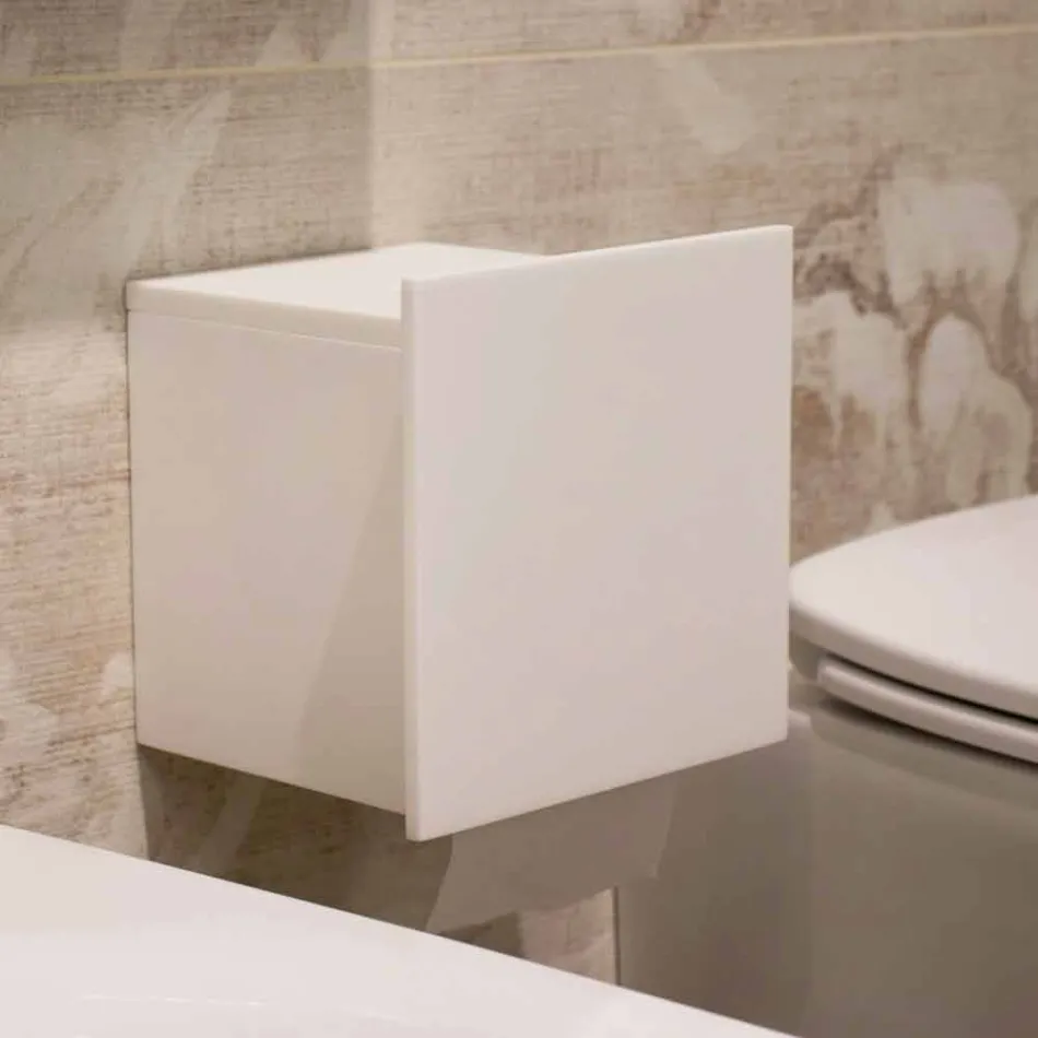 Porte-rouleau de salle de bain en Corian blanc ou avec inserts noirs Design italien - Elono Viadurini