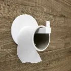Porte-rouleau papier toilette en corian blanc ou avec insert noir, fabriqué en Italie - Elono Viadurini