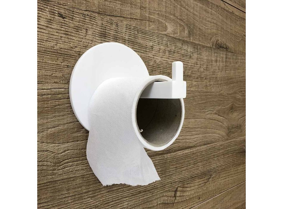 Porte-rouleau papier toilette en corian blanc ou avec insert noir, fabriqué en Italie - Elono Viadurini