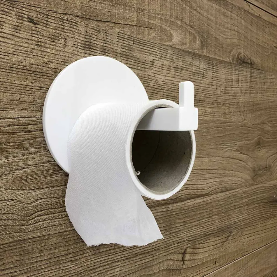 Porte-rouleau papier toilette en corian blanc ou avec insert noir, fabriqué en Italie - Elono Viadurini