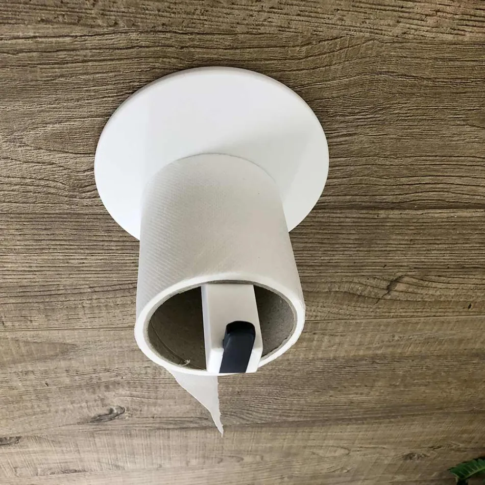 Porte-rouleau papier toilette en corian blanc ou avec insert noir, fabriqué en Italie - Elono Viadurini