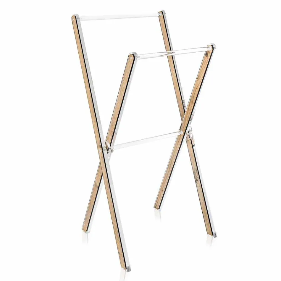Porte-serviettes de sol design en plexiglas transparent ou avec bois - Stendio Viadurini