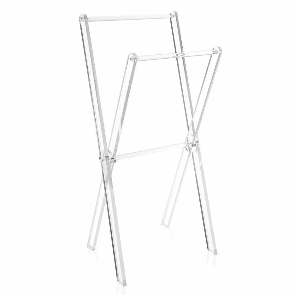 Porte-serviettes de sol design en plexiglas transparent ou avec bois - Stendio Viadurini