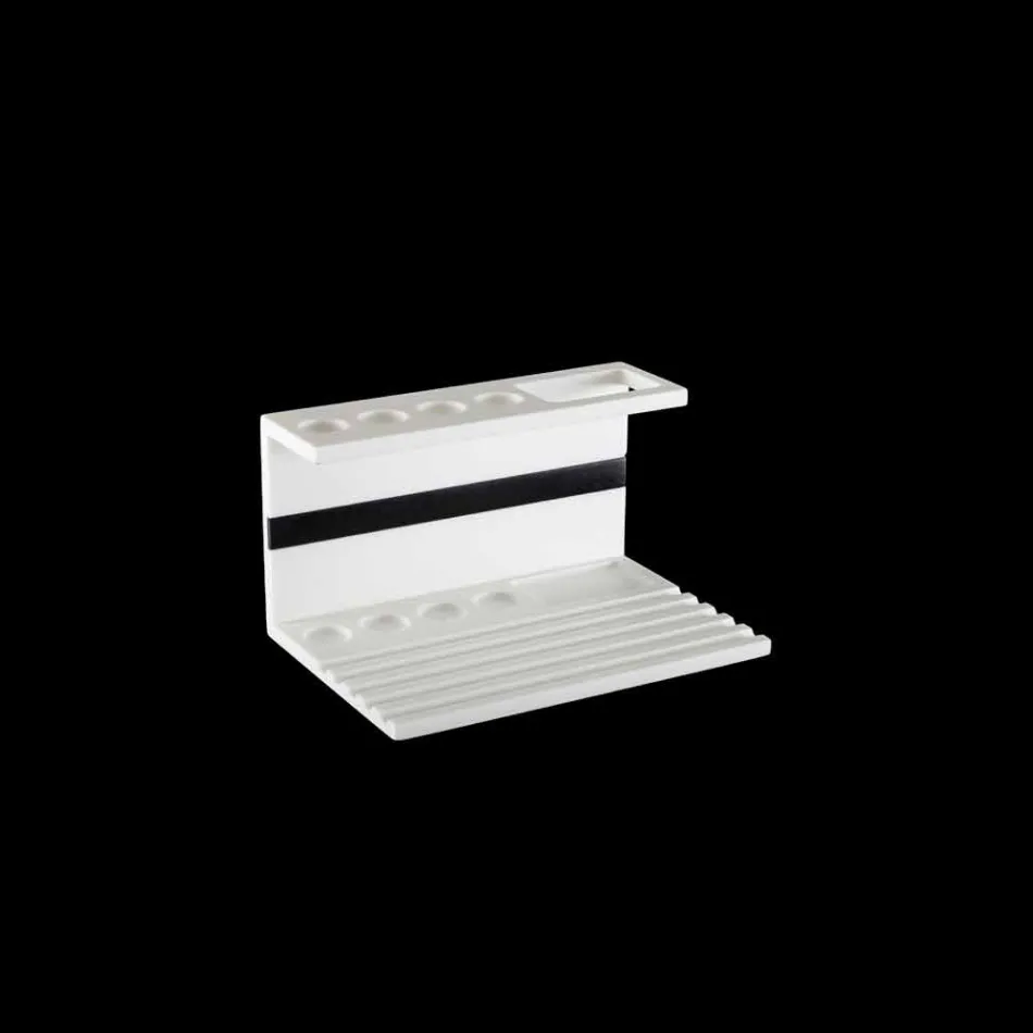 Porte-brosse à dents en Corian Blanc ou Noir, Accessoire de Salle de Bain Design - Elono Viadurini