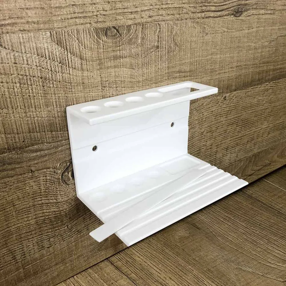 Porte Brosse à Dents pour Salle de Bain en Corian Blanc Qualité Design Made in Italy - Elono Viadurini