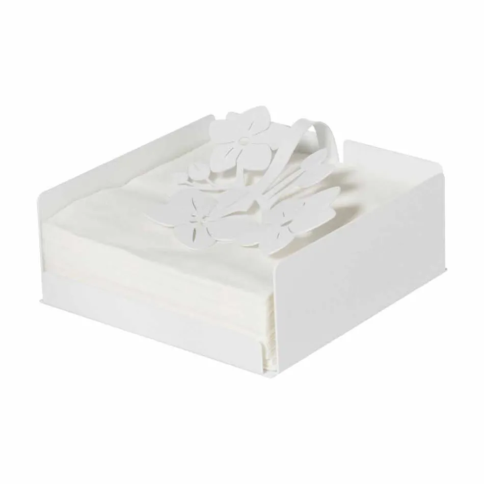 Porte-serviettes moderne à fleurs basses en fer bleu, blanc ou boue - Marken Viadurini