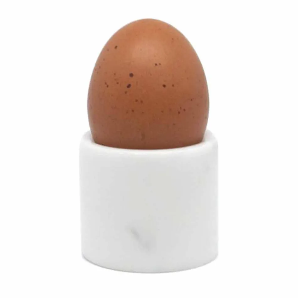 Coquetier Design en Marbre de Carrare Blanc Fabriqué en Italie, 2 Pièces - Picca Viadurini