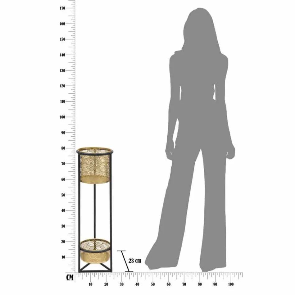 Support de pot rond en fer double au design moderne - Addie Viadurini