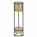 Support de pot rond en fer double au design moderne - Addie