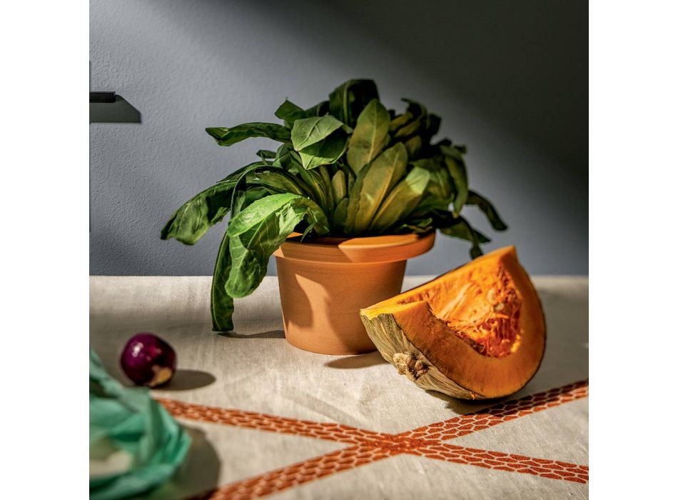 Porte-vase en terre cuite et céramique émaillée Made in Italy - Phoebe Viadurini