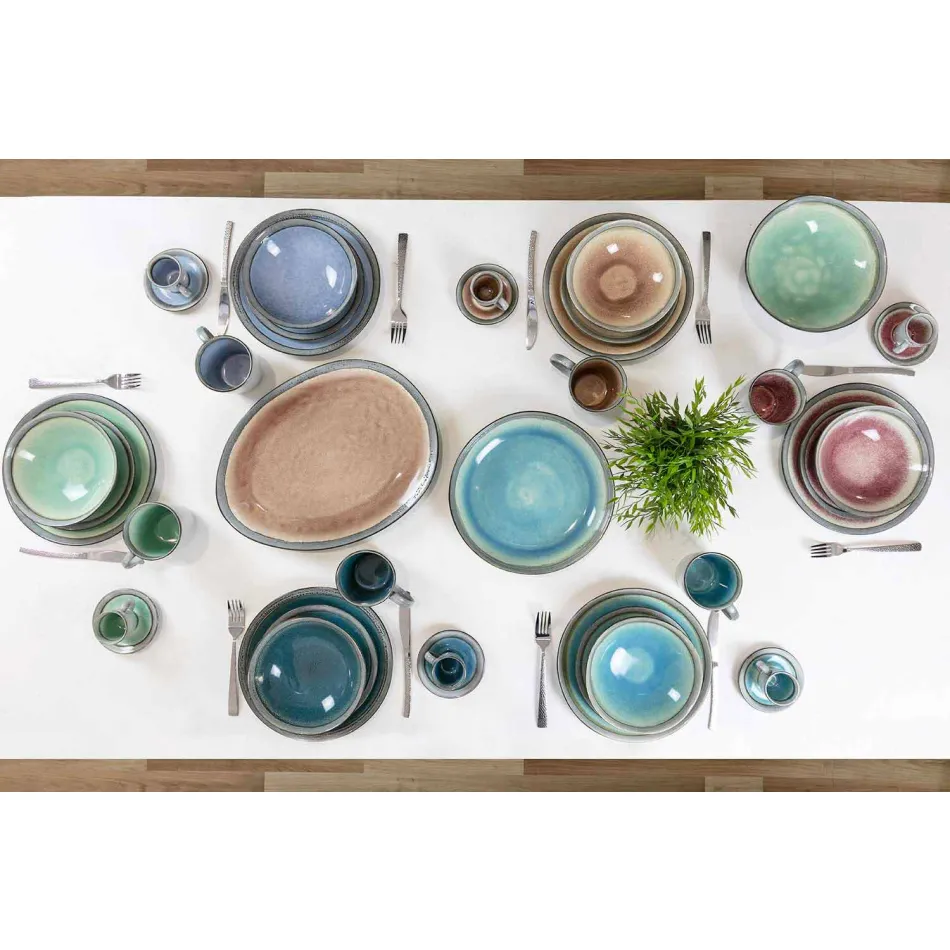 Ménagère design 24 pièces en acier effet tortue - Rock Viadurini