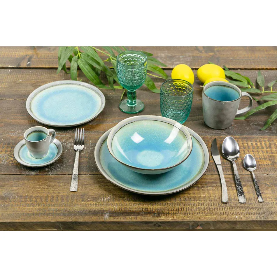 Ménagère design 24 pièces en acier effet tortue - Rock Viadurini