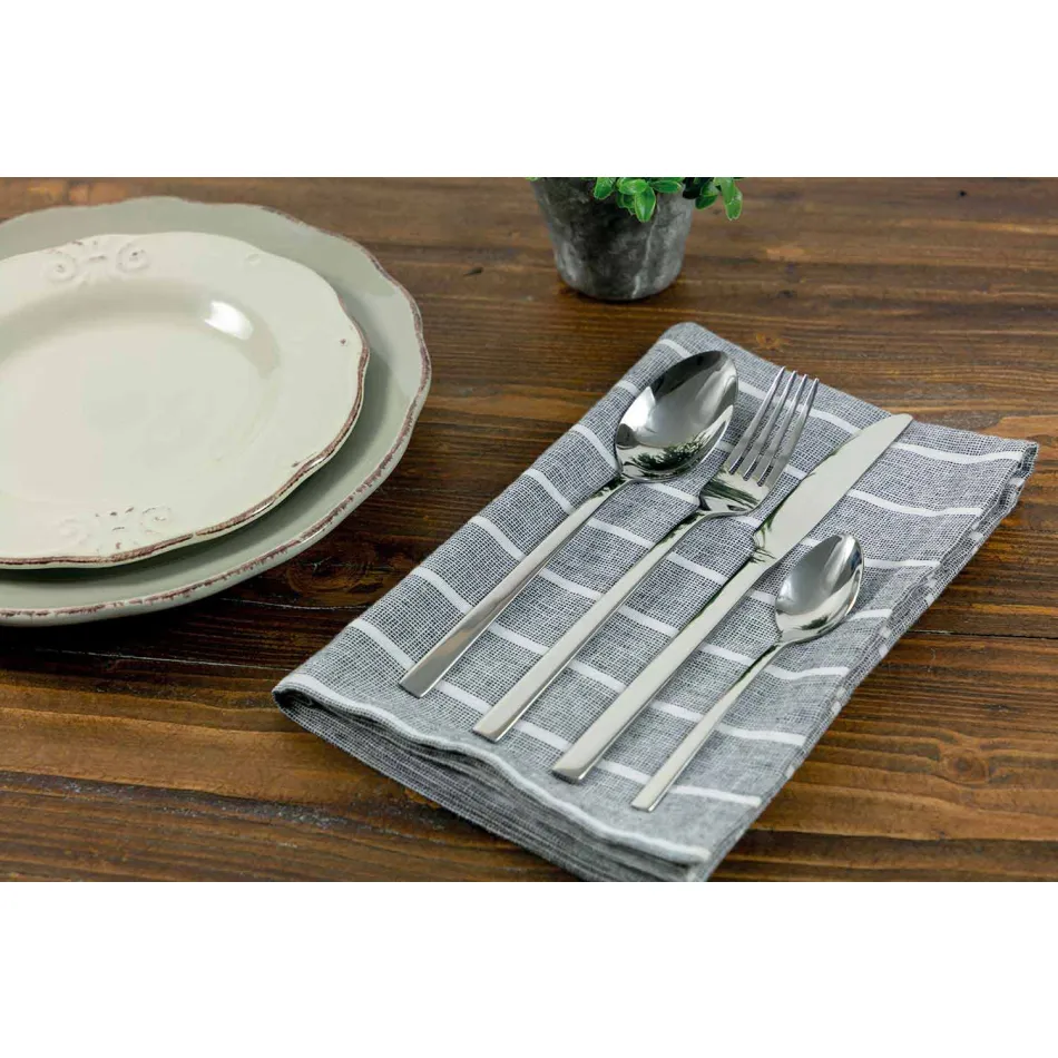 Couverts de service design en acier satiné, 24 pièces - Fayette Viadurini