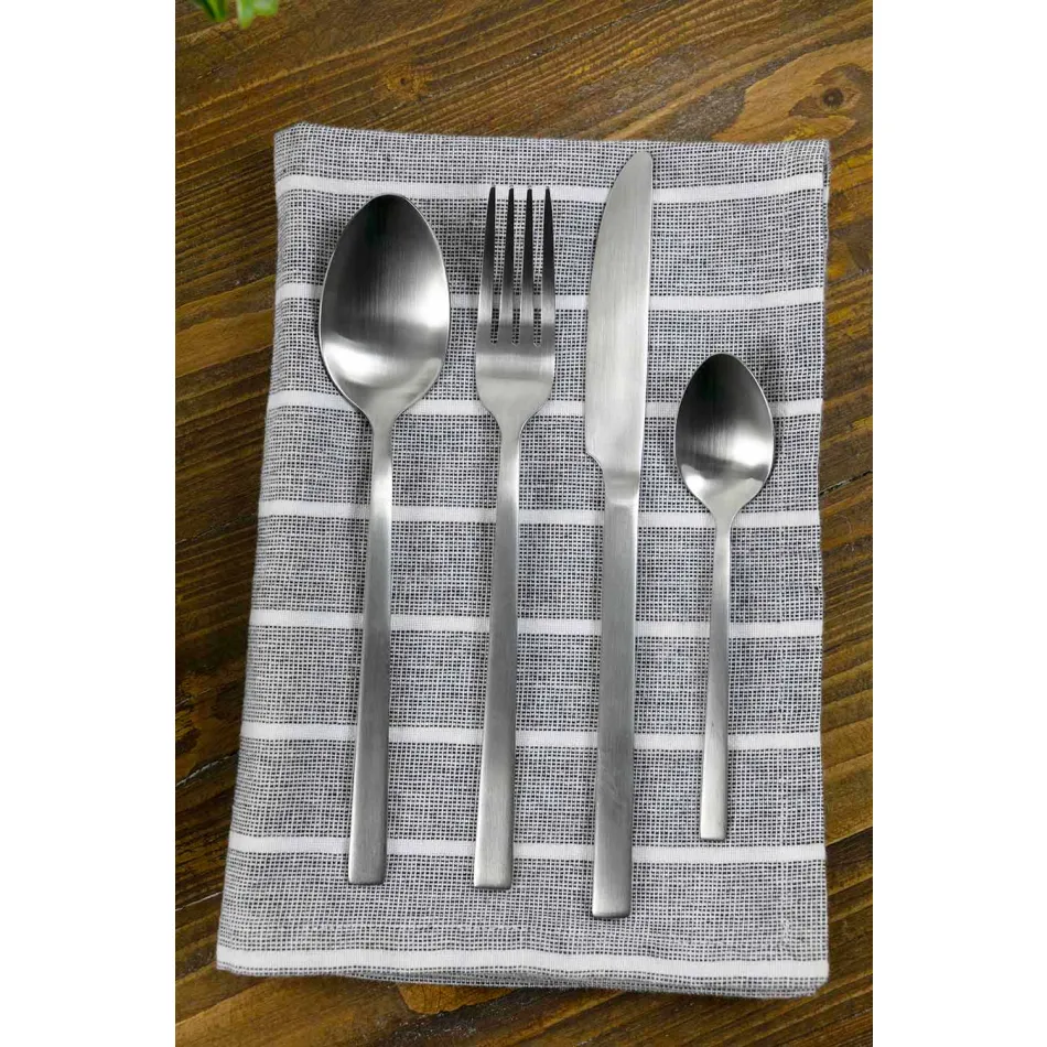 Couverts de service design en acier satiné, 24 pièces - Fayette Viadurini