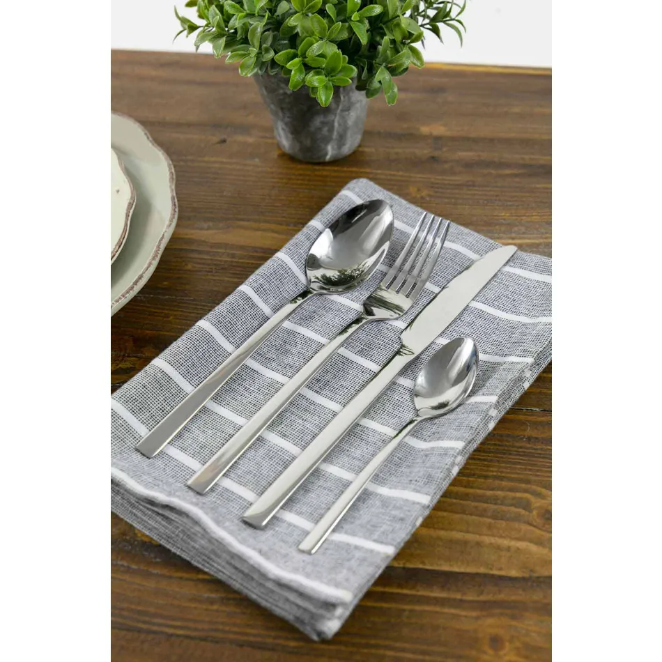 Couverts de service design en acier satiné, 24 pièces - Fayette Viadurini