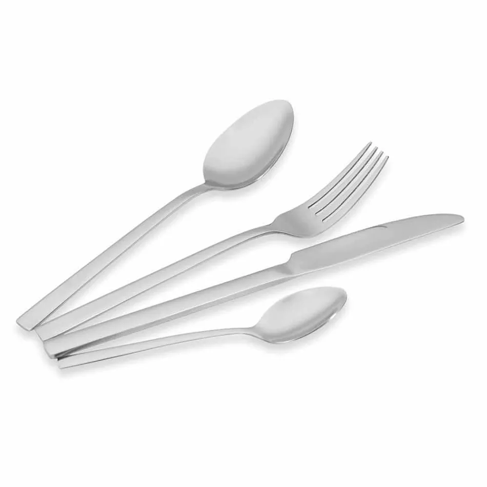 Couverts de Service Design en Acier Satiné 24 Pièces Complet - Fayettepos Viadurini