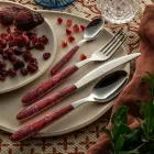 Couverts Acier et Plastique Décor Arabesque Coloré 24 Pcs - Alessandra Viadurini