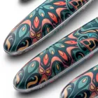 Couverts Acier et Plastique Décor Floral Coloré 24 Pcs - Alessandra Viadurini