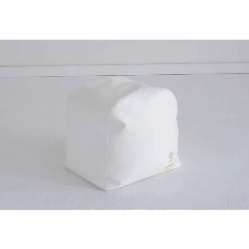 Design Nuage Trona pouf en cuir imitation nautique blanc fabriqué en Italie Viadurini