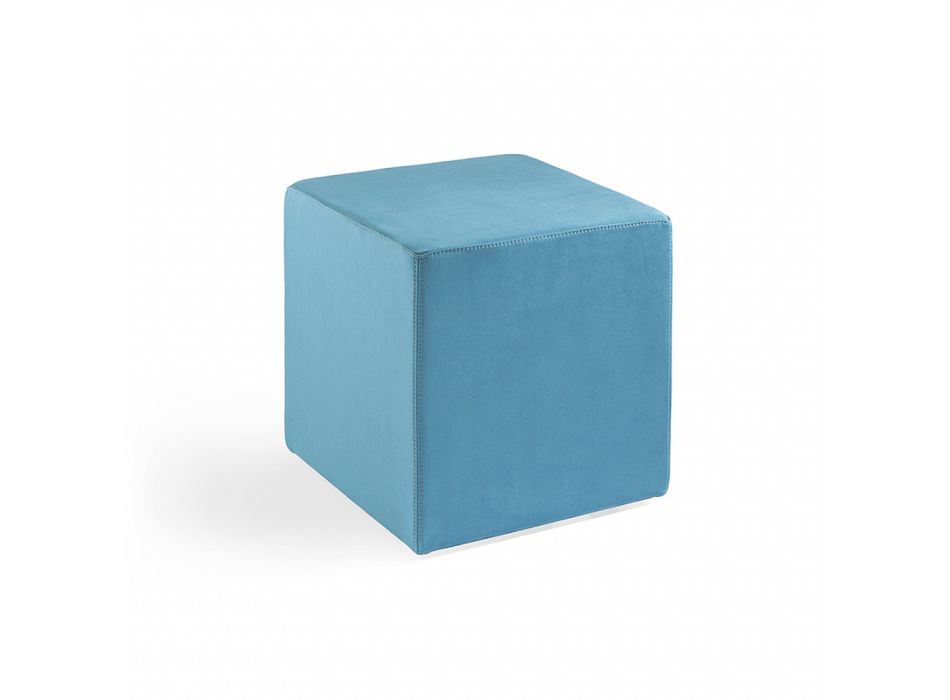 Pouf Cubique en Tissu Turquoise Fabriqué en Italie - Rugiada Viadurini