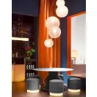 Pouf d'extérieur en polyéthylène et tissu ou cuir - Mara Slide Viadurini