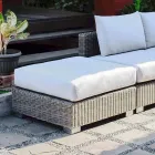 Extérieur moderne en pouf gris-taupe Jaco polyéthylène, fait main Viadurini