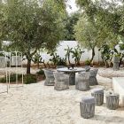Pouf de jardin avec panier en aluminium et tissage - Tibidabo by Varaschin Viadurini