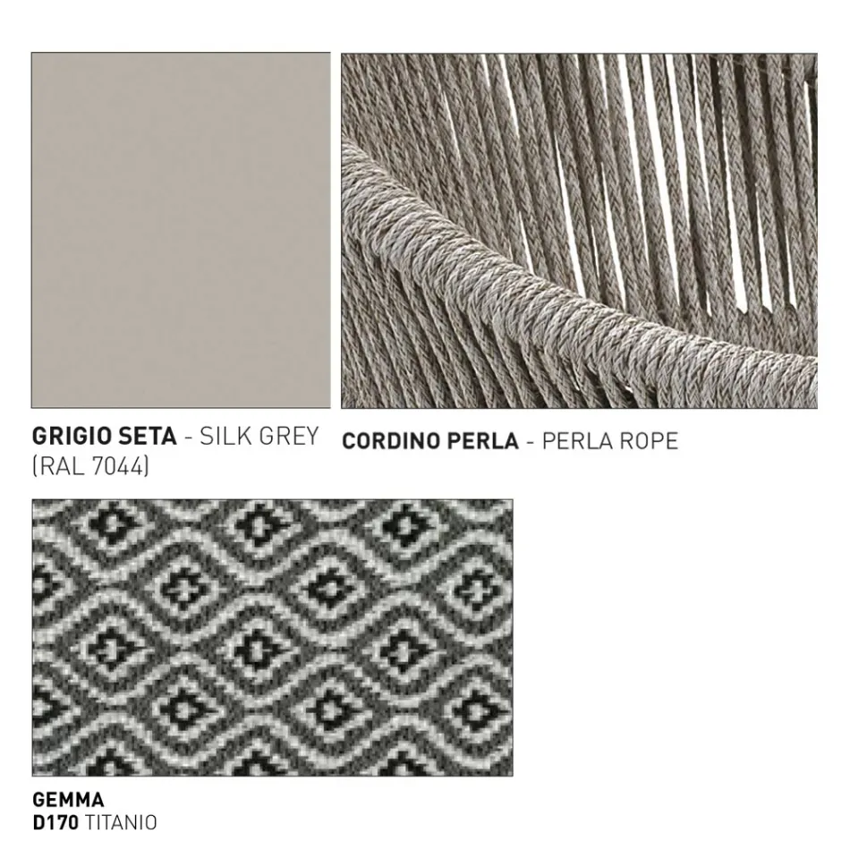 Pouf de jardin avec panier en aluminium et tissage - Tibidabo by Varaschin Viadurini