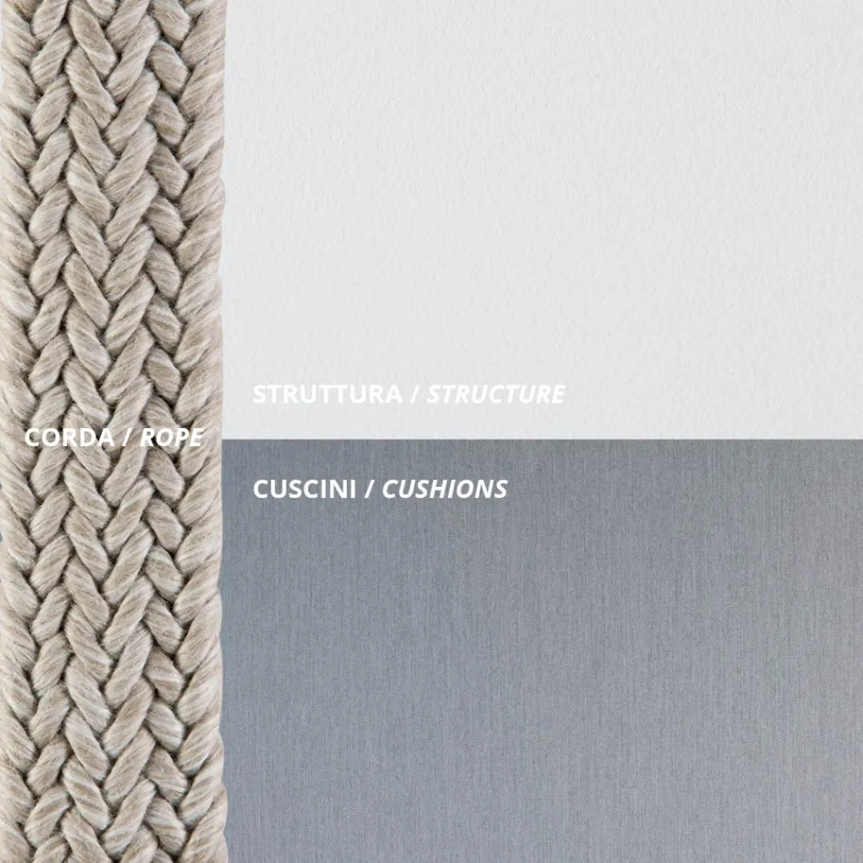 Pouf de jardin en acier et coussin en corde inclus Made in Italy - Bronn Viadurini