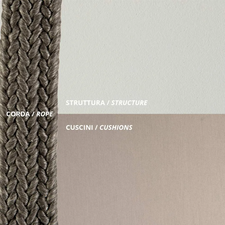 Pouf de jardin en acier et coussin en corde inclus Made in Italy - Bronn Viadurini