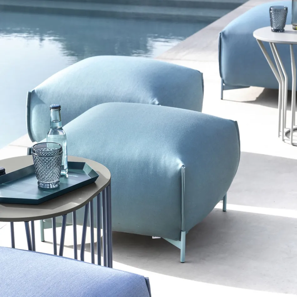 Pouf de jardin en tissu avec pieds en métal Made in Italy - Beurre Viadurini